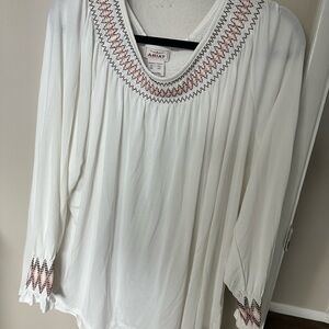 Ariat Women's White Embroidered Top
